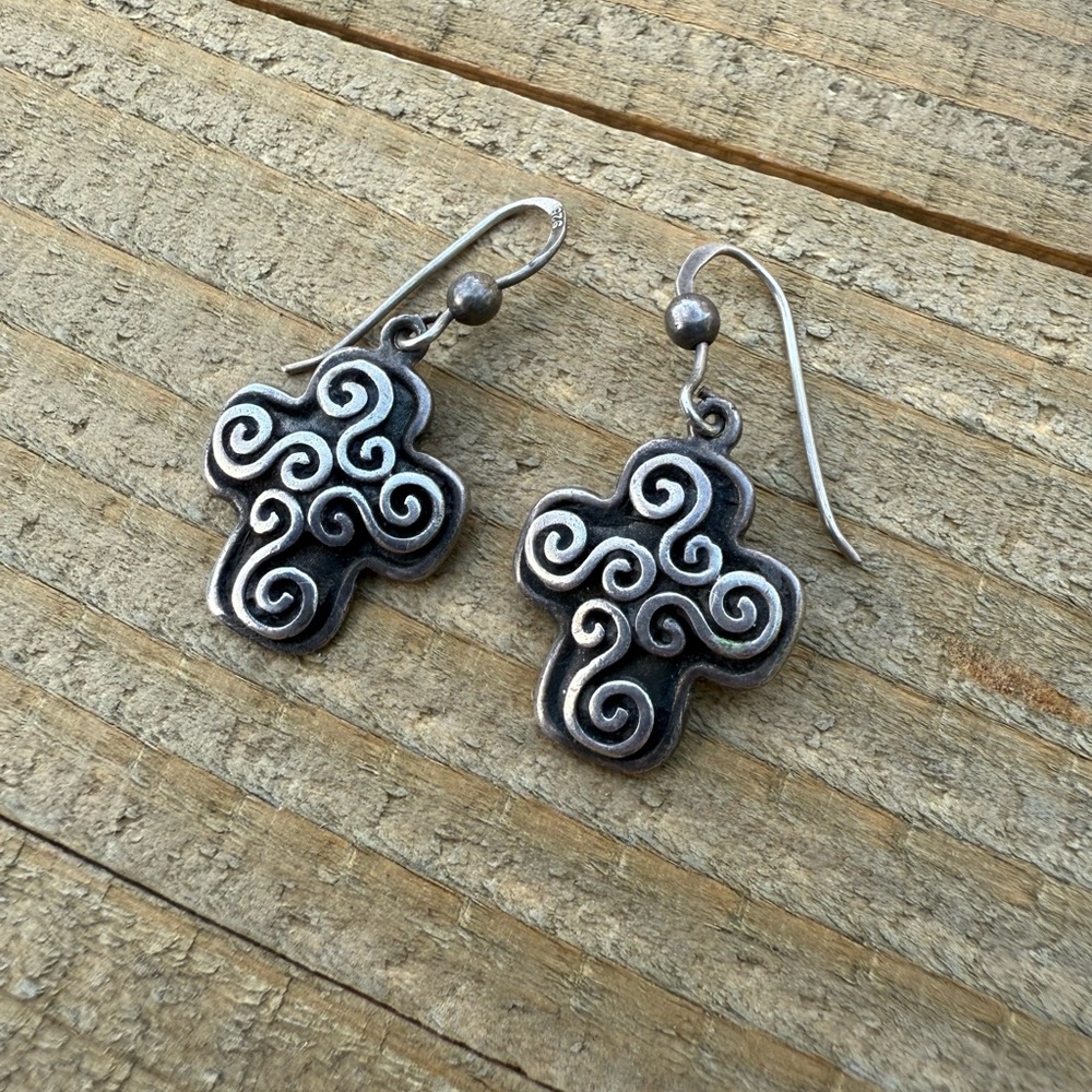 Silver Cross Earrings, .925 Sterling Silver Jewelry, Small Dangles